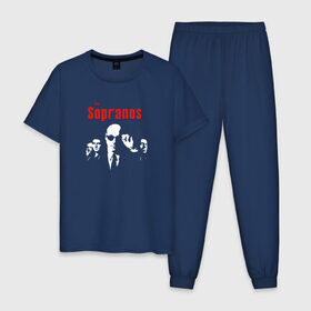 Мужская пижама хлопок с принтом the Sopranos (Клан Сопрано) в Петрозаводске, 100% хлопок | брюки и футболка прямого кроя, без карманов, на брюках мягкая резинка на поясе и по низу штанин
 | the sopranos | клан сопрано | сопрано