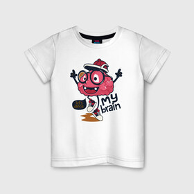 Детская футболка хлопок с принтом Dancing brain в Петрозаводске, 100% хлопок | круглый вырез горловины, полуприлегающий силуэт, длина до линии бедер | brain | dance