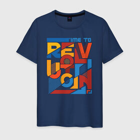 Мужская футболка хлопок с принтом Revolution в Петрозаводске, 100% хлопок | прямой крой, круглый вырез горловины, длина до линии бедер, слегка спущенное плечо. | revolution