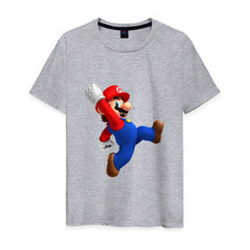 Мужская футболка хлопок с принтом Марио в Петрозаводске, 100% хлопок | прямой крой, круглый вырез горловины, длина до линии бедер, слегка спущенное плечо. | nintendo | нинтендо