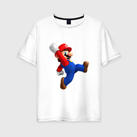Женская футболка хлопок Oversize с принтом Марио в Петрозаводске, 100% хлопок | свободный крой, круглый ворот, спущенный рукав, длина до линии бедер
 | nintendo | нинтендо