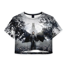 Женская футболка 3D укороченная с принтом Дракула в Петрозаводске, 100% полиэстер | круглая горловина, длина футболки до линии талии, рукава с отворотами | дракула | фильм