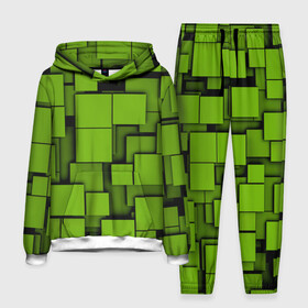 Мужской костюм 3D (с толстовкой) с принтом Зеленые кубики в Петрозаводске,  |  | кубы | текстура