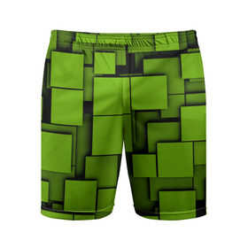 Мужские шорты 3D спортивные с принтом Зеленые кубики в Петрозаводске,  |  | кубы | текстура
