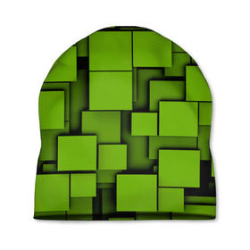 Шапка 3D с принтом Зеленые кубики в Петрозаводске, 100% полиэстер | универсальный размер, печать по всей поверхности изделия | кубы | текстура