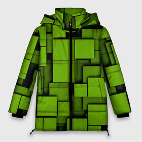 Женская зимняя куртка 3D с принтом Зеленые кубики в Петрозаводске, верх — 100% полиэстер; подкладка — 100% полиэстер; утеплитель — 100% полиэстер | длина ниже бедра, силуэт Оверсайз. Есть воротник-стойка, отстегивающийся капюшон и ветрозащитная планка. 

Боковые карманы с листочкой на кнопках и внутренний карман на молнии | кубы | текстура