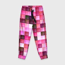 Детские брюки 3D с принтом Квадрат в Петрозаводске, 100% полиэстер | манжеты по низу, эластичный пояс регулируется шнурком, по бокам два кармана без застежек, внутренняя часть кармана из мелкой сетки | мозаика | плитка | розовый