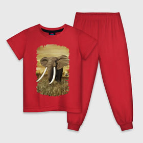 Детская пижама хлопок с принтом Могучий слон в Петрозаводске, 100% хлопок |  брюки и футболка прямого кроя, без карманов, на брюках мягкая резинка на поясе и по низу штанин
 | elephant | африка | бивни | джунгли | мамонт | савана | сафари | слон | хобот