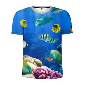 Мужская футболка 3D спортивная с принтом Дайвинг в Петрозаводске, 100% полиэстер с улучшенными характеристиками | приталенный силуэт, круглая горловина, широкие плечи, сужается к линии бедра | дайвинг | египет | каникулы | коралловый риф | крабы | красное море | море | морские обитатели | океан | отдых | отпуск | подводные красоты | приключение | рыбки | рыбы | туризм