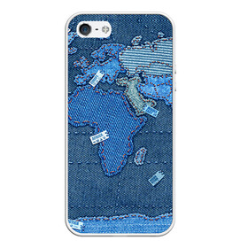 Чехол для iPhone 5/5S матовый с принтом Джинсовый 4 в Петрозаводске, Силикон | Область печати: задняя сторона чехла, без боковых панелей | джинсовый | джинсы | карта | мир