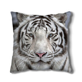 Подушка 3D с принтом Бенгальский тигр в Петрозаводске, наволочка – 100% полиэстер, наполнитель – холлофайбер (легкий наполнитель, не вызывает аллергию). | состоит из подушки и наволочки. Наволочка на молнии, легко снимается для стирки | tiger | белый | дикая кошка | тигр | хищник