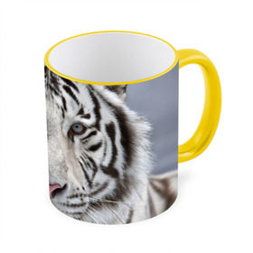 Кружка 3D с принтом Бенгальский тигр в Петрозаводске, керамика | ёмкость 330 мл | tiger | белый | дикая кошка | тигр | хищник