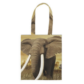 Сумка 3D повседневная с принтом Могучий слон в Петрозаводске, 100% полиэстер | Плотность: 200 г/м2; Размер: 34×35 см; Высота лямок: 30 см | elephant | африка | бивни | джунгли | мамонт | савана | сафари | слон | хобот