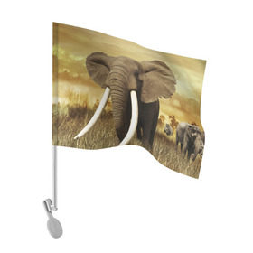 Флаг для автомобиля с принтом Могучий слон в Петрозаводске, 100% полиэстер | Размер: 30*21 см | elephant | африка | бивни | джунгли | мамонт | савана | сафари | слон | хобот