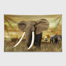 Флаг-баннер с принтом Могучий слон в Петрозаводске, 100% полиэстер | размер 67 х 109 см, плотность ткани — 95 г/м2; по краям флага есть четыре люверса для крепления | elephant | африка | бивни | джунгли | мамонт | савана | сафари | слон | хобот