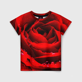 Детская футболка 3D с принтом Роза в Петрозаводске, 100% гипоаллергенный полиэфир | прямой крой, круглый вырез горловины, длина до линии бедер, чуть спущенное плечо, ткань немного тянется | роза | розовая | розы | романтика | цветы