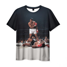 Мужская футболка 3D с принтом Muhammad Ali в Петрозаводске, 100% полиэфир | прямой крой, круглый вырез горловины, длина до линии бедер | impossible is nothing | muhammad ali | бокс | боксёр | мохаммед али | спорт