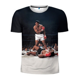 Мужская футболка 3D спортивная с принтом Muhammad Ali в Петрозаводске, 100% полиэстер с улучшенными характеристиками | приталенный силуэт, круглая горловина, широкие плечи, сужается к линии бедра | impossible is nothing | muhammad ali | бокс | боксёр | мохаммед али | спорт