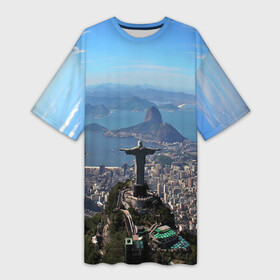 Платье-футболка 3D с принтом Рио де Жанейро в Петрозаводске,  |  | brazil | rio de janeiro | бразилия | жара | каникулы | карнавал | мегаполис | отдых | отпуск | пляж | приключение | путешествие | рио де жанейро | туризм | футбол | южная америка