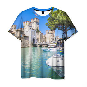 Мужская футболка 3D с принтом Италия в Петрозаводске, 100% полиэфир | прямой крой, круглый вырез горловины, длина до линии бедер | europe | italy | вода | европа | ес | италия | каникулы | катера | отдых | отпуск | пляж | солнце | туризм