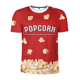 Мужская футболка 3D спортивная с принтом Popcorn в Петрозаводске, 100% полиэстер с улучшенными характеристиками | приталенный силуэт, круглая горловина, широкие плечи, сужается к линии бедра | corn | pop | корн | кукуруза | поп | попкорн