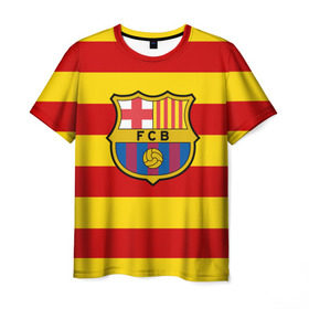 Мужская футболка 3D с принтом Барселона (каталония) в Петрозаводске, 100% полиэфир | прямой крой, круглый вырез горловины, длина до линии бедер | barca | barcelona | catalonia | барса