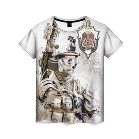 Женская футболка 3D с принтом Спецназ 18 в Петрозаводске, 100% полиэфир ( синтетическое хлопкоподобное полотно) | прямой крой, круглый вырез горловины, длина до линии бедер | Тематика изображения на принте: 