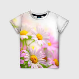 Детская футболка 3D с принтом Цветы в Петрозаводске, 100% гипоаллергенный полиэфир | прямой крой, круглый вырез горловины, длина до линии бедер, чуть спущенное плечо, ткань немного тянется | лепесток | новая | природа | цветок | яркая