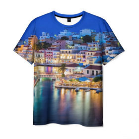 Мужская футболка 3D с принтом Крит (Греция) в Петрозаводске, 100% полиэфир | прямой крой, круглый вырез горловины, длина до линии бедер | crete | greece | афины | греция | европа | ес | крит | острова | отдых | отпуск | песок | пляж | солнце. туризм | средиземное море