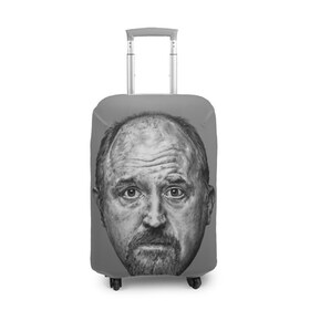 Чехол для чемодана 3D с принтом Louis CK в Петрозаводске, 86% полиэфир, 14% спандекс | двустороннее нанесение принта, прорези для ручек и колес | louis ck | stand up | луи си кей | стенд ап | стоя