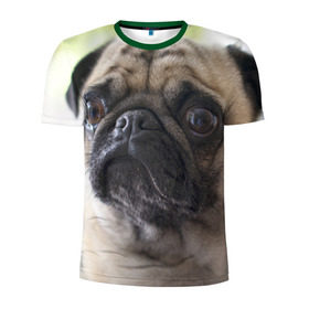 Мужская футболка 3D спортивная с принтом Мопс в Петрозаводске, 100% полиэстер с улучшенными характеристиками | приталенный силуэт, круглая горловина, широкие плечи, сужается к линии бедра | мопс | мопсы | собака | собаки