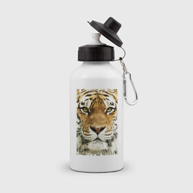 Бутылка спортивная с принтом Тигр (retro style) в Петрозаводске, металл | емкость — 500 мл, в комплекте две пластиковые крышки и карабин для крепления | tiger | дикая кошка | тигр | хищник