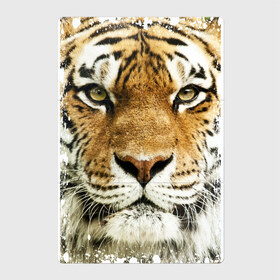 Магнитный плакат 2Х3 с принтом Тигр (retro style) в Петрозаводске, Полимерный материал с магнитным слоем | 6 деталей размером 9*9 см | tiger | дикая кошка | тигр | хищник