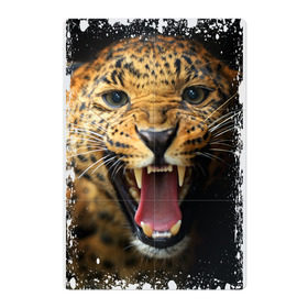 Магнитный плакат 2Х3 с принтом Леопард (retro style) в Петрозаводске, Полимерный материал с магнитным слоем | 6 деталей размером 9*9 см | retro style | ветошь | винтаж | вырез | гепард | грация | дикая кошка | животное | зверь | инстинкты | клыки | когти | леопард | лик | мощь | охотник | потёртости | пятна | реакция | скорость | след | старина