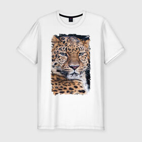 Мужская футболка премиум с принтом Леопард (retro style) в Петрозаводске, 92% хлопок, 8% лайкра | приталенный силуэт, круглый вырез ворота, длина до линии бедра, короткий рукав | 