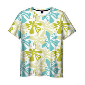 Мужская футболка 3D с принтом Гавайская в Петрозаводске, 100% полиэфир | прямой крой, круглый вырез горловины, длина до линии бедер | гавайи | растительный орнамент | рубашка