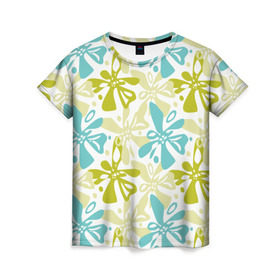 Женская футболка 3D с принтом Гавайская в Петрозаводске, 100% полиэфир ( синтетическое хлопкоподобное полотно) | прямой крой, круглый вырез горловины, длина до линии бедер | гавайи | растительный орнамент | рубашка