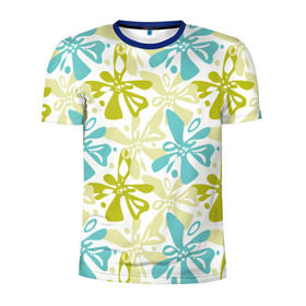 Мужская футболка 3D спортивная с принтом Гавайская в Петрозаводске, 100% полиэстер с улучшенными характеристиками | приталенный силуэт, круглая горловина, широкие плечи, сужается к линии бедра | гавайи | растительный орнамент | рубашка