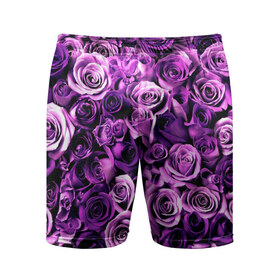 Мужские шорты 3D спортивные с принтом Цветочки в Петрозаводске,  |  | Тематика изображения на принте: роза | сиреневый | фиолетовый | цветы