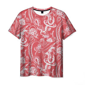 Мужская футболка 3D с принтом Гавайская 1 в Петрозаводске, 100% полиэфир | прямой крой, круглый вырез горловины, длина до линии бедер | гавайи | растительный орнамент | рубашка