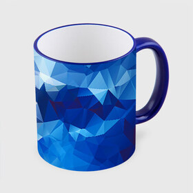 Кружка 3D с принтом Абстракция в Петрозаводске, керамика | ёмкость 330 мл | Тематика изображения на принте: полигоны | синий | треугольники