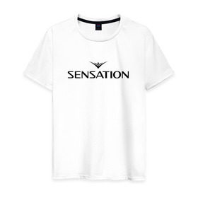 Мужская футболка хлопок с принтом Sensation в Петрозаводске, 100% хлопок | прямой крой, круглый вырез горловины, длина до линии бедер, слегка спущенное плечо. | sensation