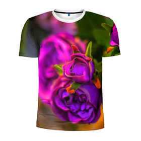 Мужская футболка 3D спортивная с принтом Цветы в Петрозаводске, 100% полиэстер с улучшенными характеристиками | приталенный силуэт, круглая горловина, широкие плечи, сужается к линии бедра | лепесток | новая | природа | цветок | яркая