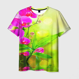 Мужская футболка 3D с принтом Цветы в Петрозаводске, 100% полиэфир | прямой крой, круглый вырез горловины, длина до линии бедер | лепесток | новая | природа | цветок | яркая