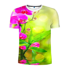 Мужская футболка 3D спортивная с принтом Цветы в Петрозаводске, 100% полиэстер с улучшенными характеристиками | приталенный силуэт, круглая горловина, широкие плечи, сужается к линии бедра | лепесток | новая | природа | цветок | яркая