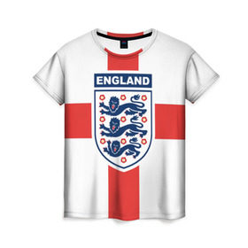 Женская футболка 3D с принтом Сборная Англии в Петрозаводске, 100% полиэфир ( синтетическое хлопкоподобное полотно) | прямой крой, круглый вырез горловины, длина до линии бедер | england | англия | европы | мира | футбол | чемпионат