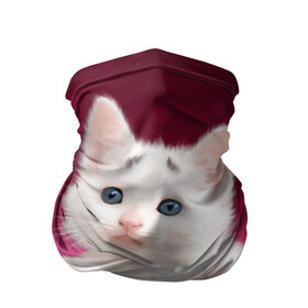 Бандана-труба 3D с принтом Белый котёнок в Петрозаводске, 100% полиэстер, ткань с особыми свойствами — Activecool | плотность 150‒180 г/м2; хорошо тянется, но сохраняет форму | киска | кот | котёнок | кошка | прикольные картинки