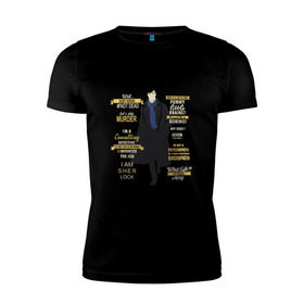 Мужская футболка премиум с принтом Шерлок в Петрозаводске, 92% хлопок, 8% лайкра | приталенный силуэт, круглый вырез ворота, длина до линии бедра, короткий рукав | sherlock | шерлок