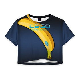 Женская футболка 3D укороченная с принтом cs:go - Monkey Business Style в Петрозаводске, 100% полиэстер | круглая горловина, длина футболки до линии талии, рукава с отворотами | business | cs | csgo | go | monkey | банан | кс