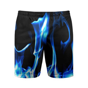 Мужские шорты 3D спортивные с принтом Огонь в Петрозаводске,  |  | пламя | синее | яркий